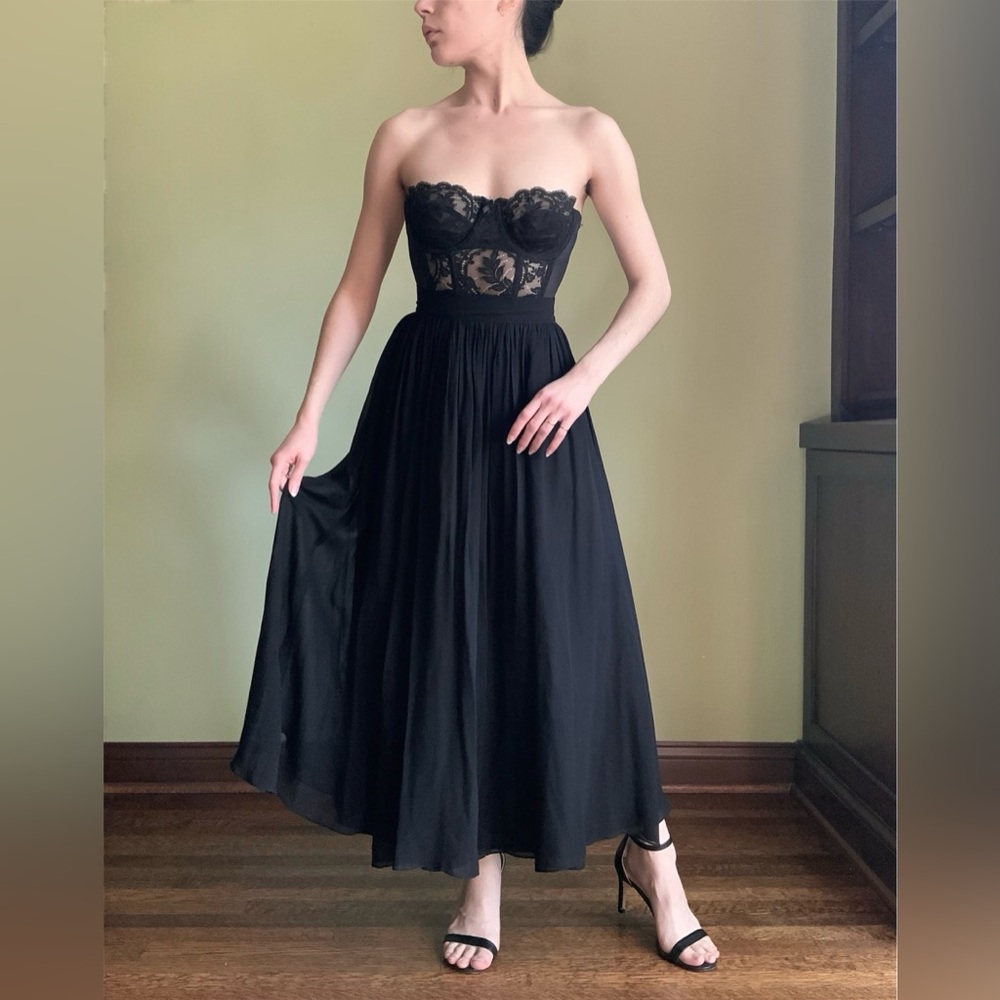 Classic Silk Midi Skirt, Vintage Laura Ashley High Waist Skirt - Picture 3 of 10